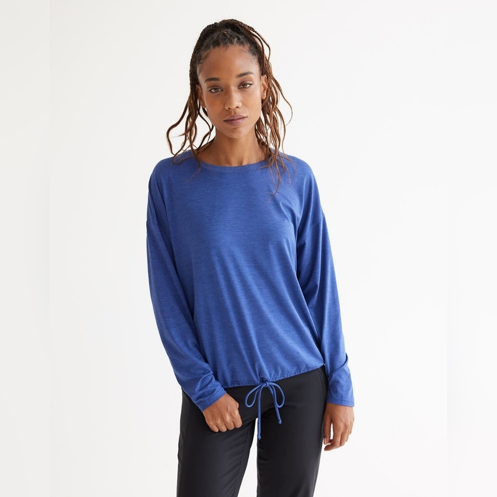 Hyba-Long-Sleeve Crew-Neck Tee with Drawcord - Picture 2 of 4
